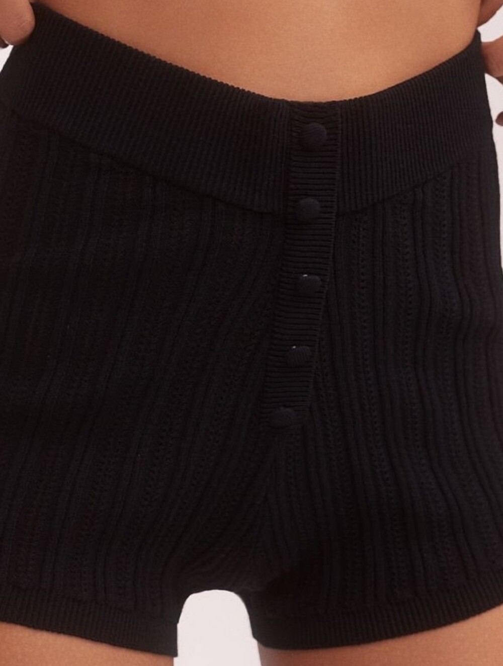 ForLove&Lemons Black Ribbed High-Waist Shorts/ Intimates & Sleepwear